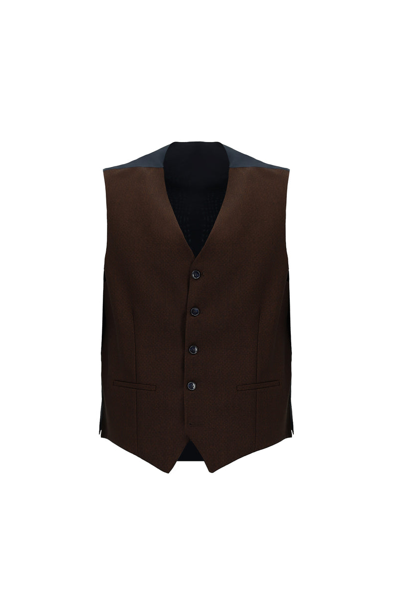 Koyu Lacivert Regular Fit Kombinli Yelekli Takım Elbise