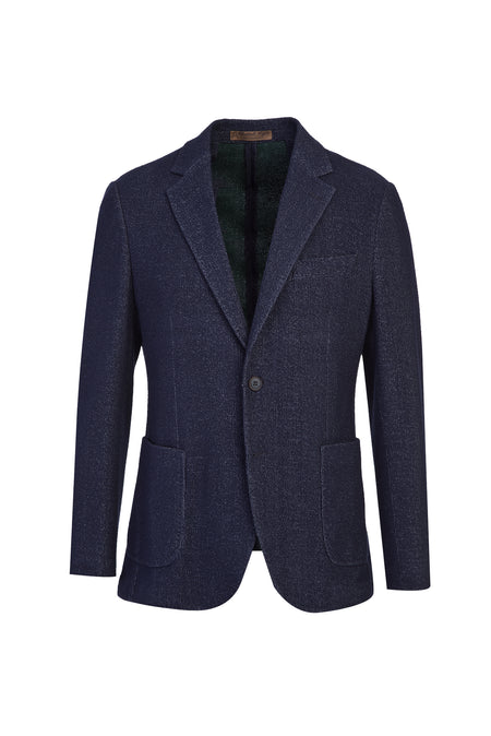 Koyu Lacivert Slim Fit Dar Kesim İtalyan Örme Ceket
