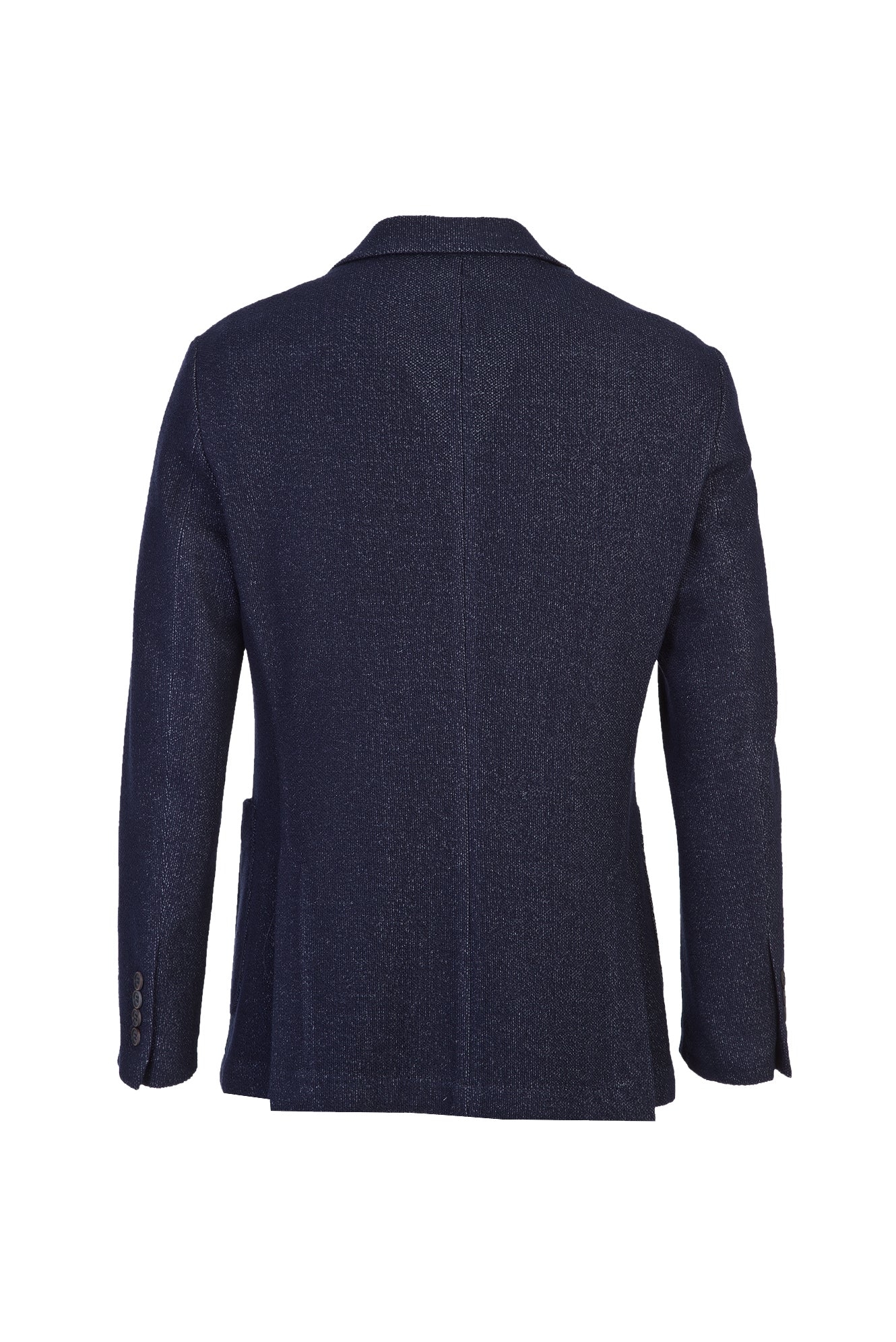 Koyu Lacivert Slim Fit Dar Kesim İtalyan Örme Ceket