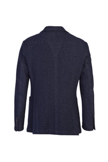 Koyu Lacivert Slim Fit Dar Kesim İtalyan Örme Ceket