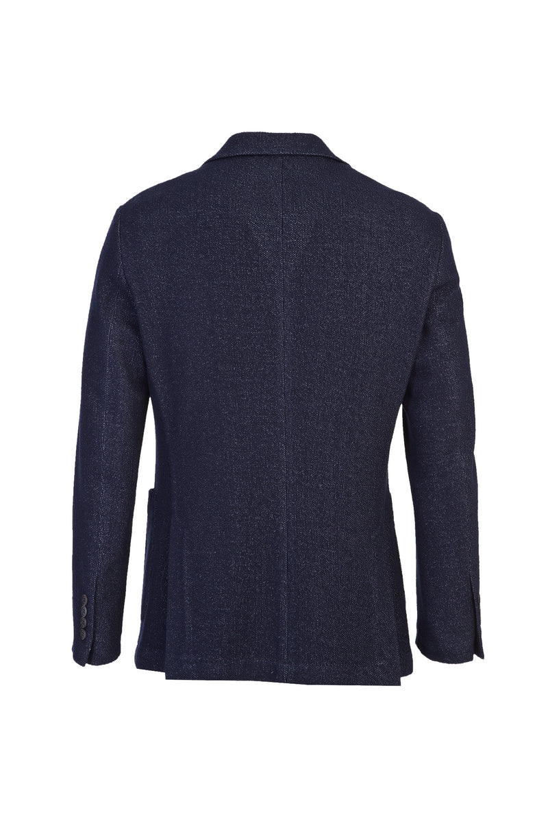 Koyu Lacivert Slim Fit Dar Kesim İtalyan Örme Ceket
