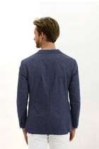 Orta Lacivert 4 Drop Relaxed Fit Rahat Kesim Desenli Ceket-Abdullah Ki??l?
