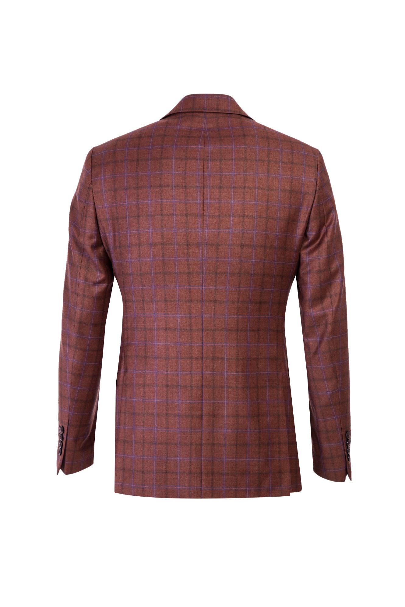 Kiremit Slim Fit Dar Kesim İtalyan Ekose Yün Ceket