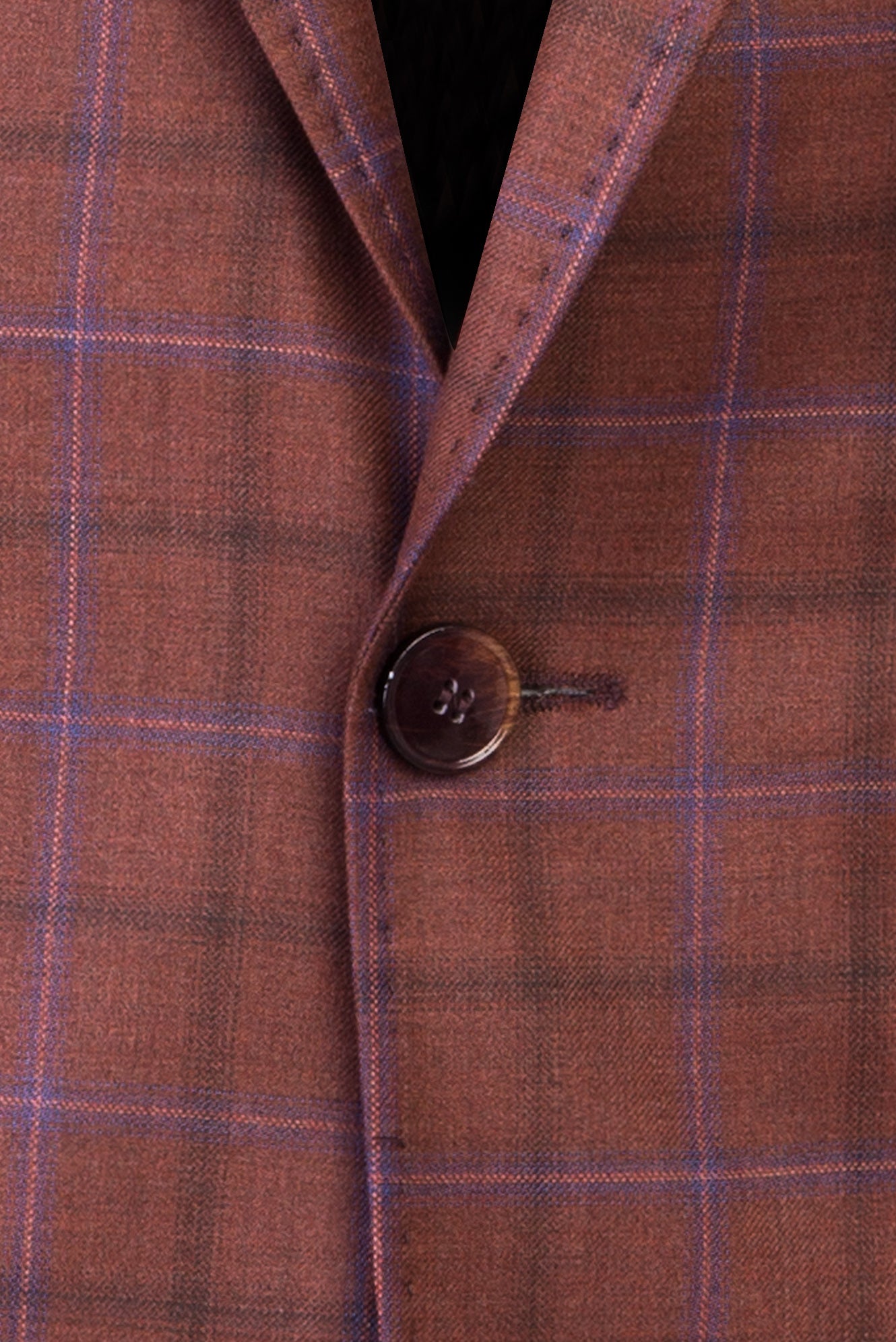 Kiremit Slim Fit Dar Kesim İtalyan Ekose Yün Ceket