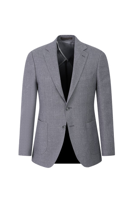 Orta Gri 4 Drop Relaxed Fit Rahat Kesim Yünlü Ku?gözü Ceket-Abdullah Ki??l?