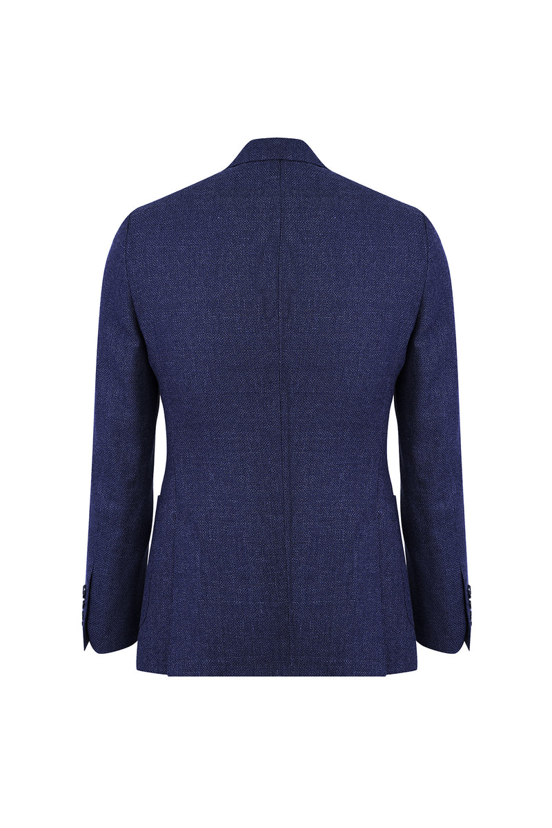 Koyu Lacivert Relaxed Fit Rahat Kesim İtalyan Yünlü Kuşgözü Ceket