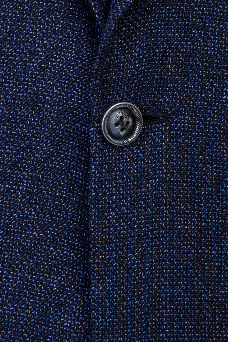 Koyu Lacivert Relaxed Fit Rahat Kesim İtalyan Yünlü Kuşgözü Ceket