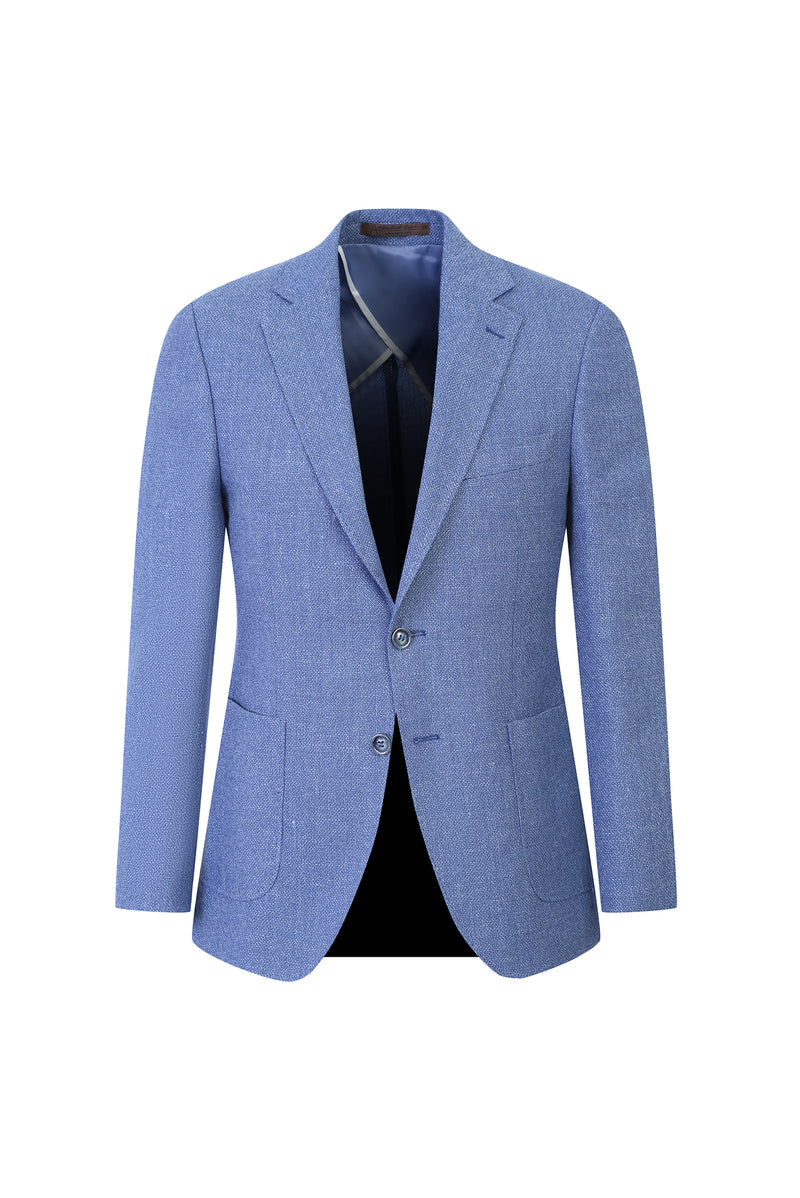 Açık Mavi Slim Fit Dar Kesim İtalyan Yünlü Kuşgözü Ceket