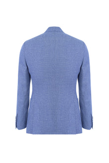 Açık Mavi Slim Fit Dar Kesim İtalyan Yünlü Kuşgözü Ceket