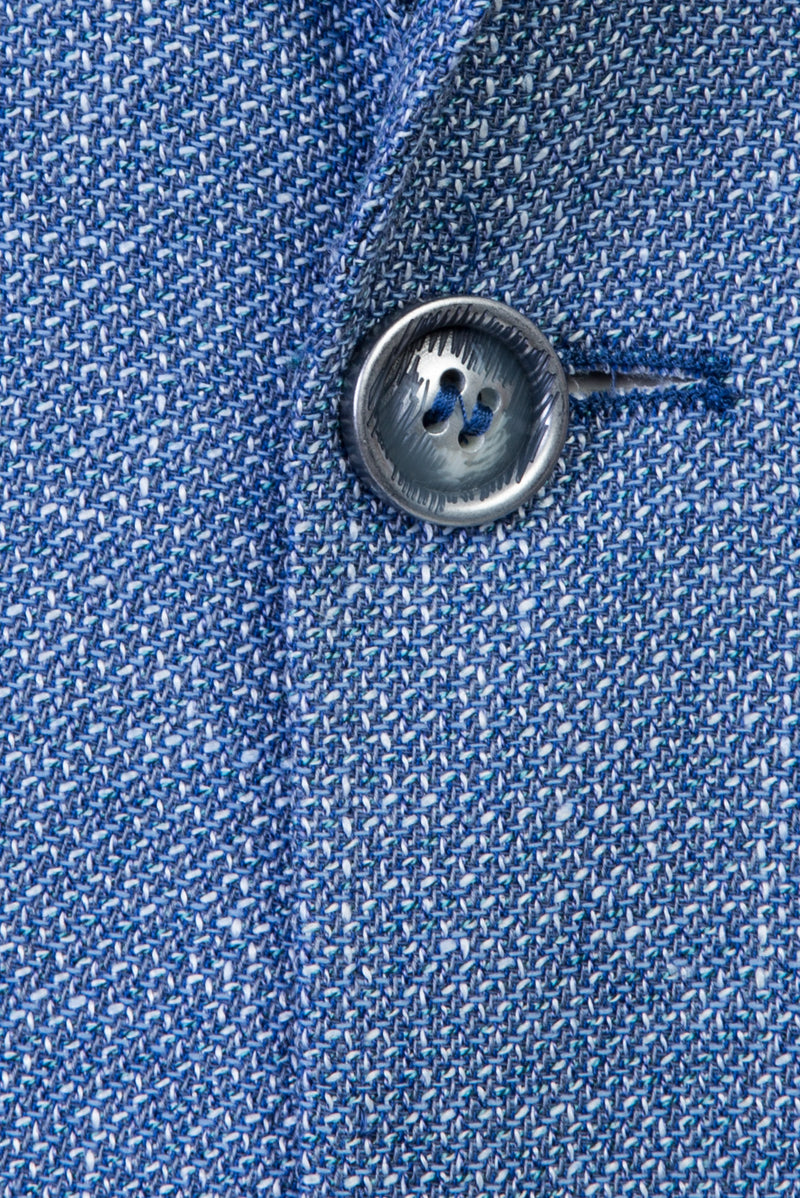 Açık Mavi Slim Fit Dar Kesim İtalyan Yünlü Kuşgözü Ceket