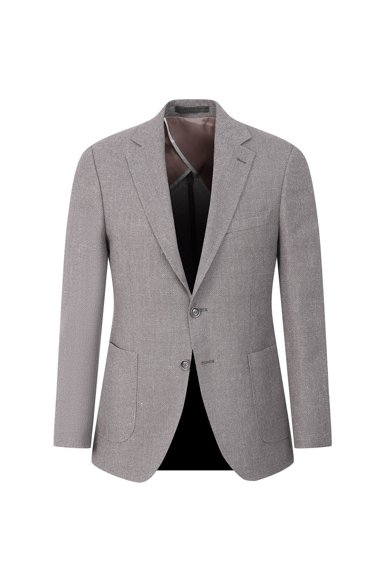 Orta Bej Relaxed Fit Rahat Kesim İtalyan Yünlü Kuşgözü Ceket