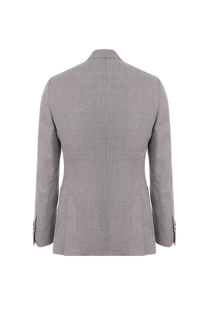 Orta Bej Relaxed Fit Rahat Kesim İtalyan Yünlü Kuşgözü Ceket