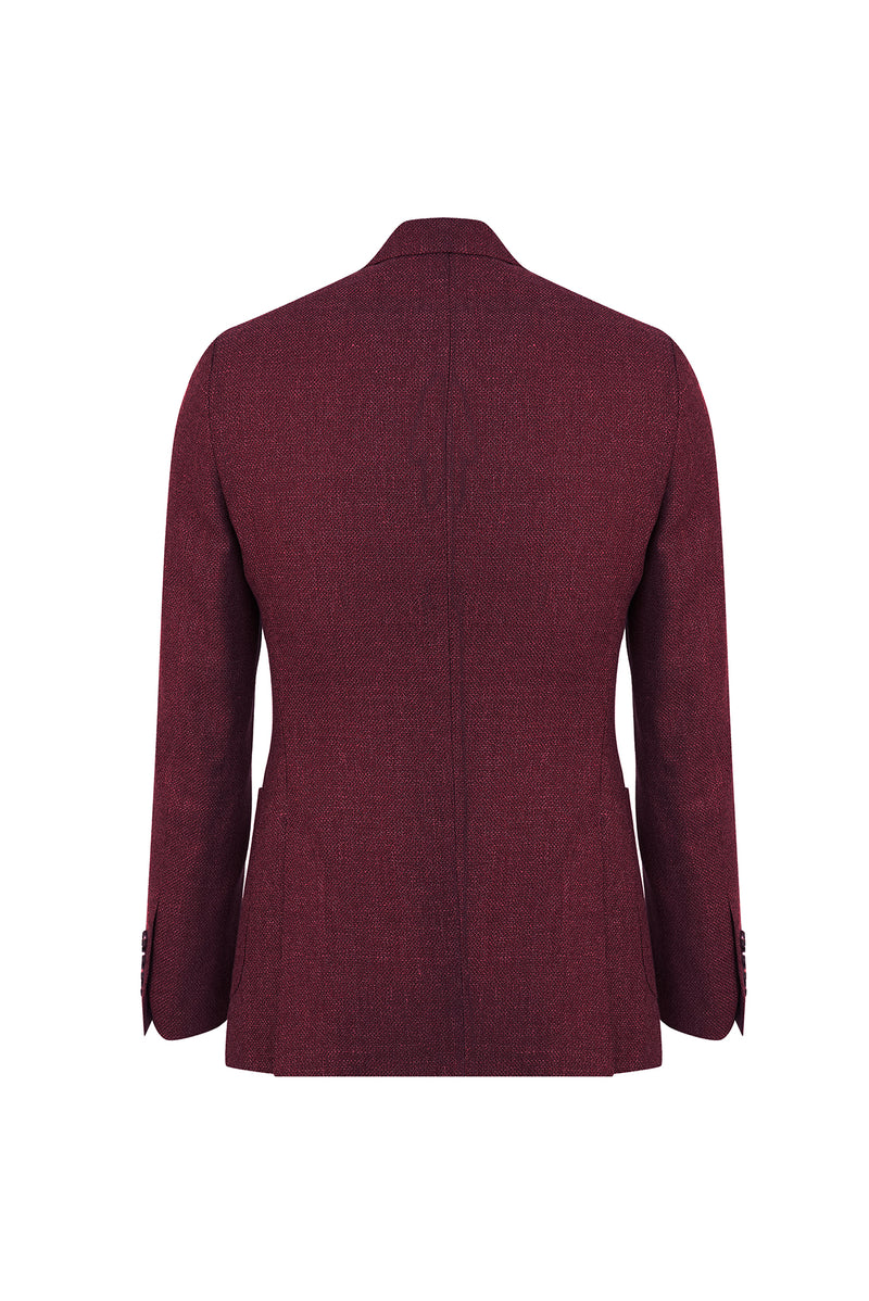 Koyu Bordo Regular Fit Yünlü Kuşgözü Ceket
