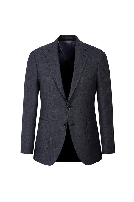 Koyu Antrasit Slim Fit Dar Kesim İtalyan Yünlü Kuşgözü Ceket