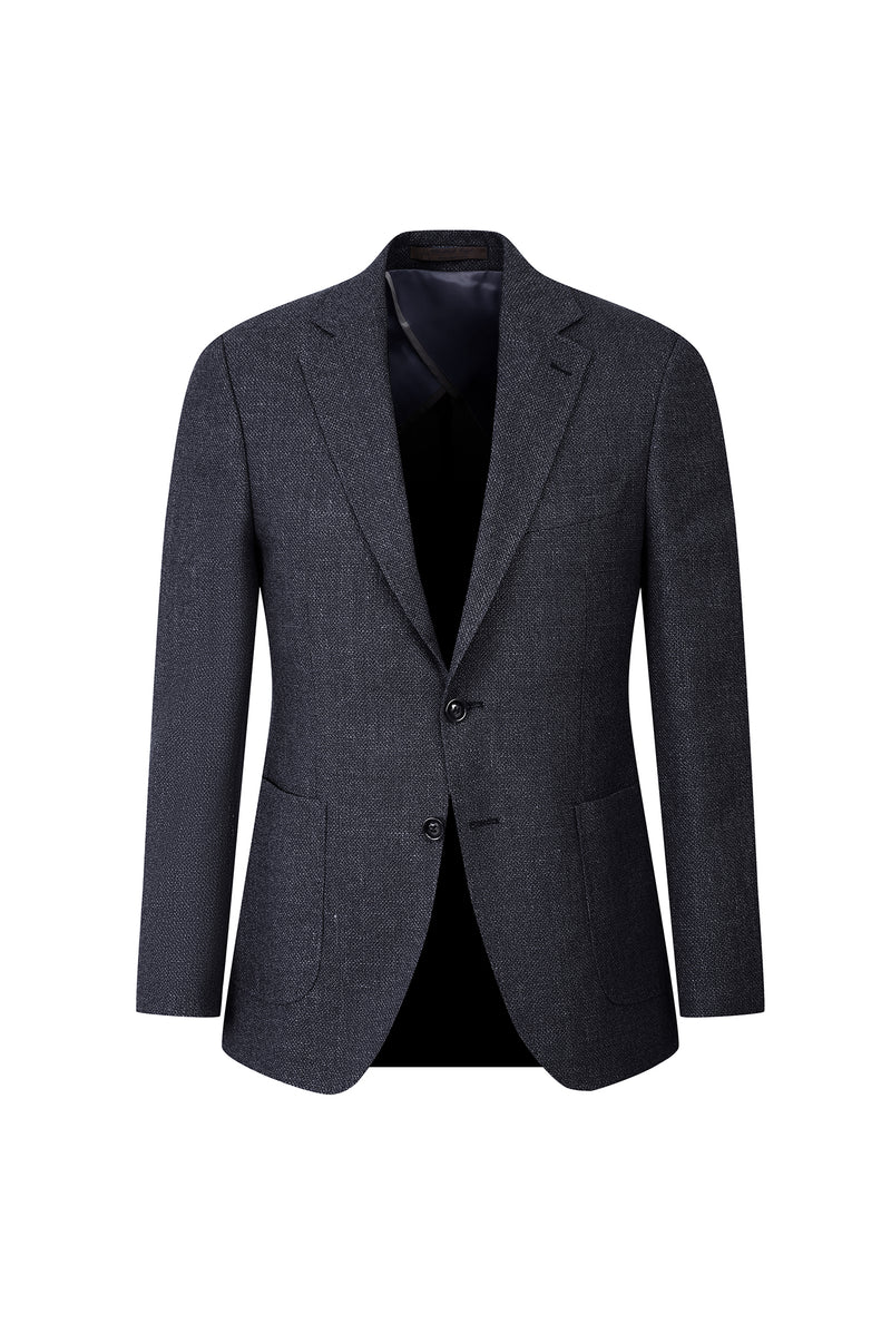 Koyu Antrasit Slim Fit Dar Kesim İtalyan Yünlü Kuşgözü Ceket