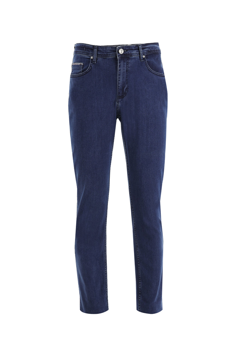 Orta Lacivert Likralı Denim Pantolon