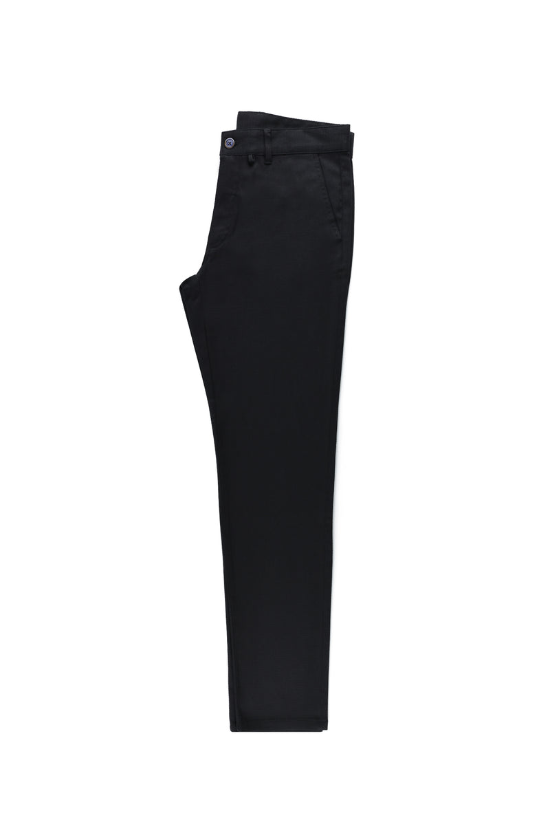 Siyah Regular Fit Likralı Kanvas / Chino Pantolon