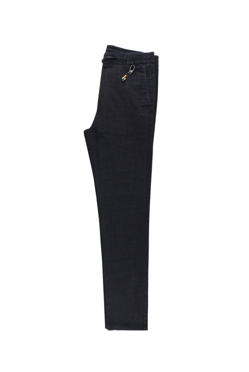 Siyah Regular Fit Beli Lastikli İpli Pamuklu Pantolon