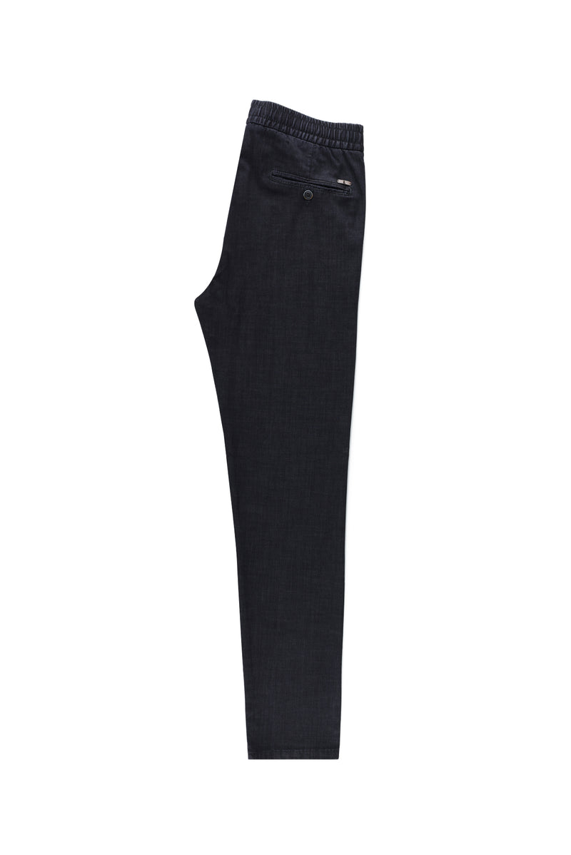 Siyah Regular Fit Beli Lastikli İpli Pamuklu Pantolon