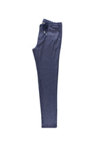 Koyu Lacivert Slim Fit Dar Kesim Beli Lastikli İpli Çizgili Pantolon