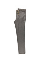 Orta Kahve Slim Fit Dar Kesim Beli Lastikli İpli Çizgili Pantolon