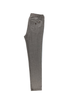 Orta Kahve Slim Fit Dar Kesim Beli Lastikli İpli Çizgili Pantolon