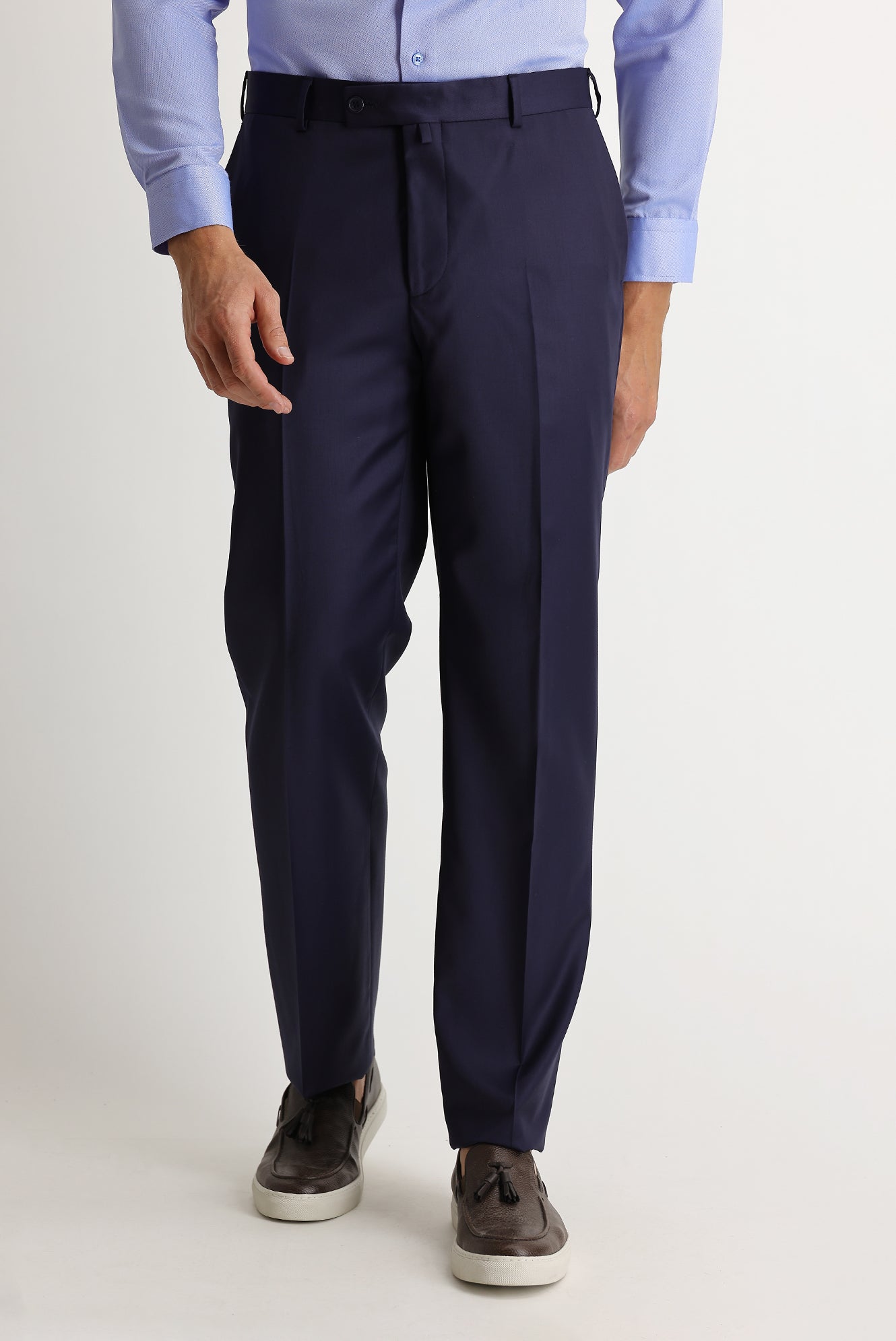 Koyu Lacivert Regular Fit Yünlü Klasik Kumaş Pantolon