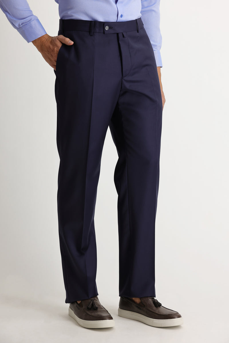 Koyu Lacivert Regular Fit Yünlü Klasik Kumaş Pantolon