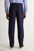 Koyu Lacivert 4 Drop Relaxed Fit Rahat Kesim Yünlü Klasik Kuma? Pantolon-Abdullah Ki??l?