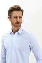 Açık Mavi Uzun Kol Regular Fit Desenli Pamuk Gömlek