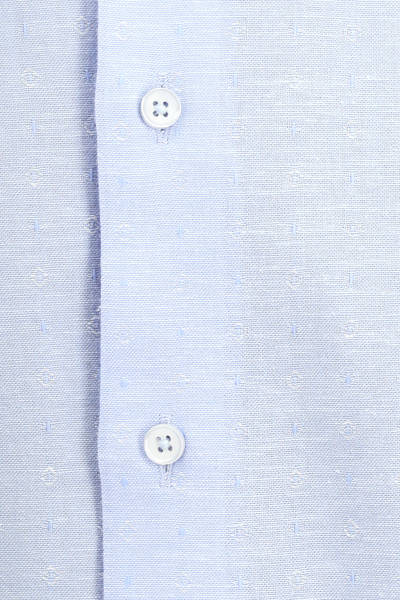 Açık Mavi Uzun Kol Regular Fit Desenli Pamuk Gömlek