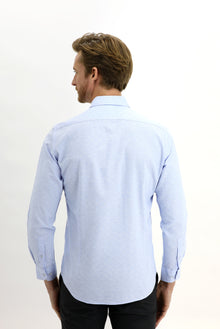 Açık Mavi Uzun Kol Regular Fit Desenli Pamuk Gömlek