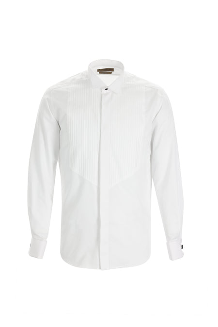 Beyaz Ata Yaka Slim Fit Dar Kesim Pamuk Gömlek