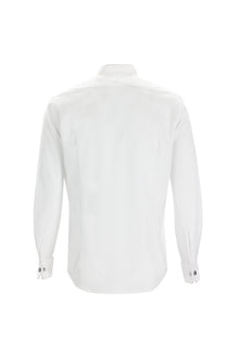 Beyaz Ata Yaka Slim Fit Dar Kesim Pamuk Gömlek