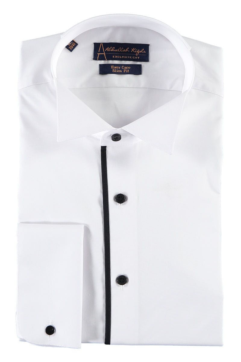 Beyaz Ata Yaka Slim Fit Dar Kesim Pamuk Gömlek