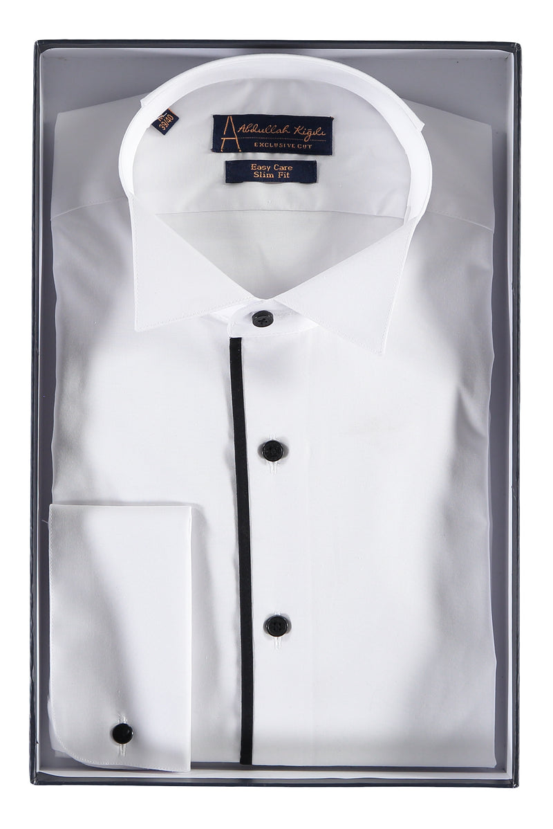 Beyaz Ata Yaka Slim Fit Dar Kesim Pamuk Gömlek
