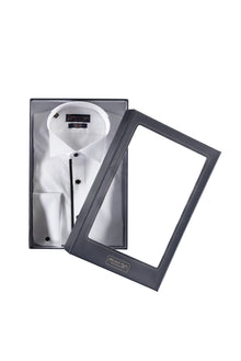 Beyaz Ata Yaka Slim Fit Dar Kesim Pamuk Gömlek