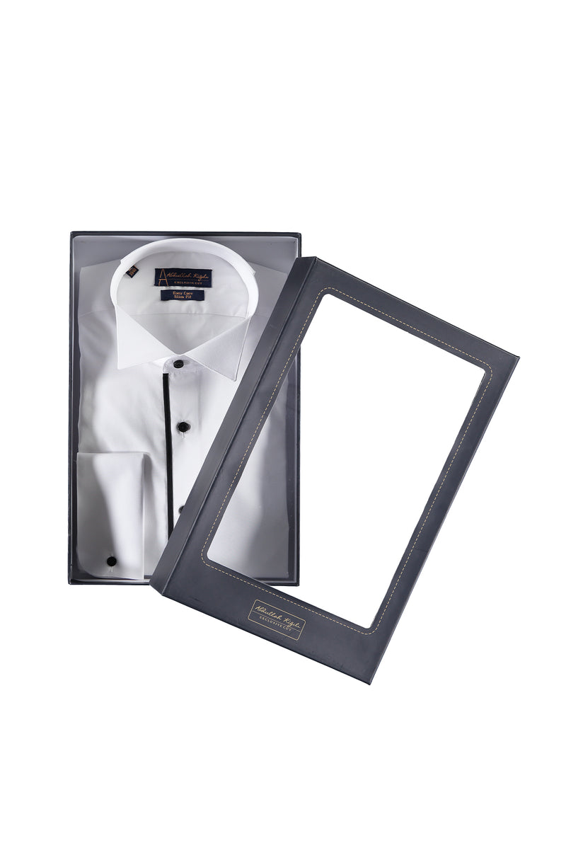 Beyaz Ata Yaka Slim Fit Dar Kesim Pamuk Gömlek