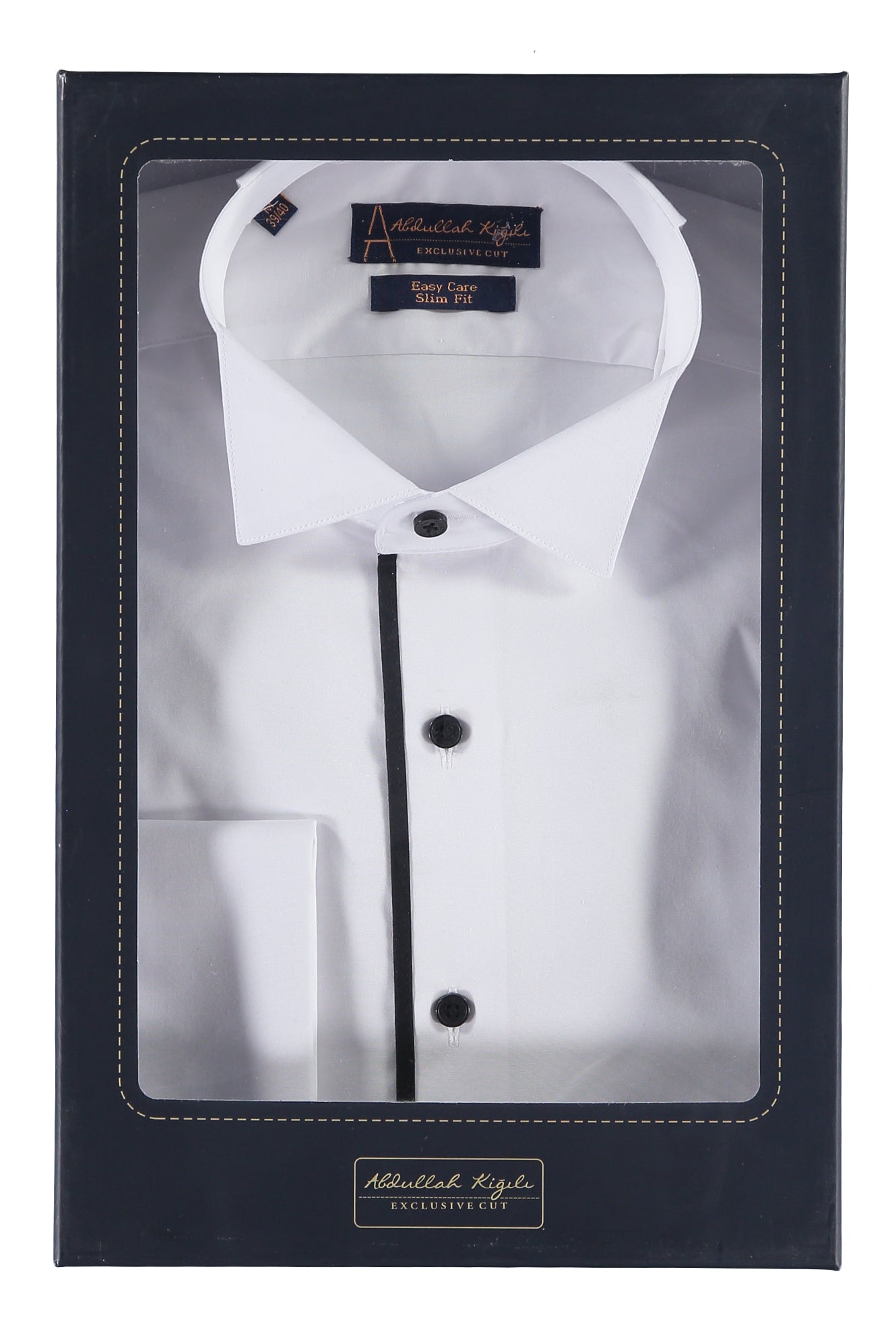 Beyaz Ata Yaka Slim Fit Dar Kesim Pamuk Gömlek
