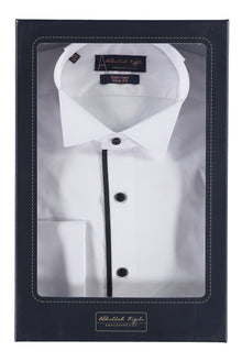 Beyaz Ata Yaka Slim Fit Dar Kesim Pamuk Gömlek