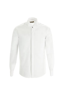 Beyaz Ata Yaka Slim Fit Dar Kesim Pamuk Gömlek