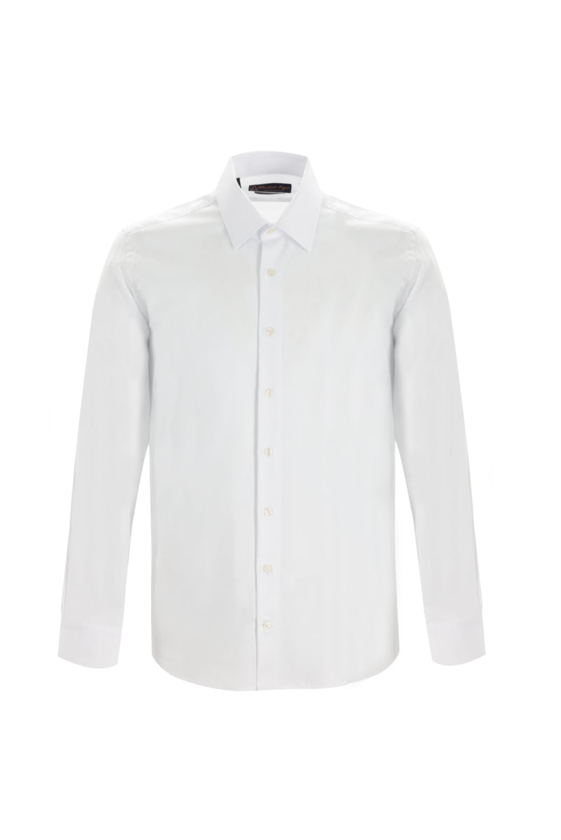 Beyaz Uzun Kol Slim Fit Dar Kesim Pamuk Gömlek
