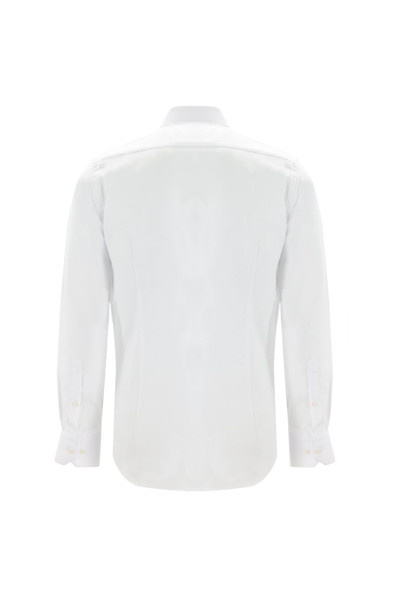 Beyaz Uzun Kol Slim Fit Dar Kesim Pamuk Gömlek