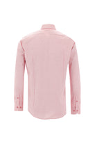 Orta Pembe Uzun Kol Slim Fit Dar Kesim Desenli Pamuk Gömlek-Abdullah Ki??l?