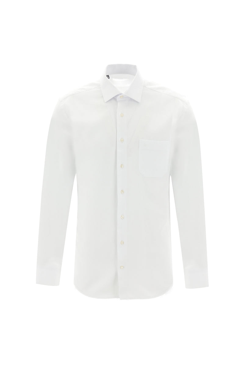 Beyaz Uzun Kol Regular Fit Desenli Pamuk Gömlek