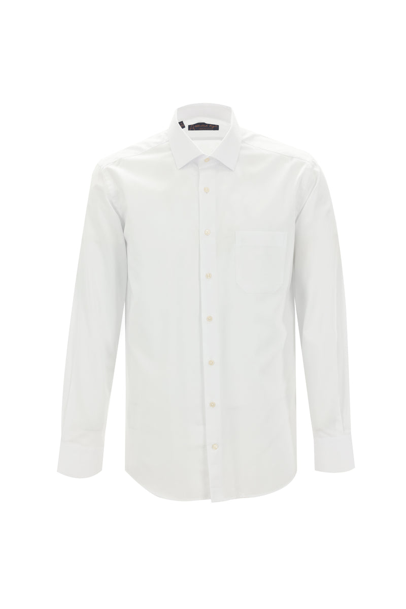 Beyaz Uzun Kol Regular Fit Desenli Spor Pamuk Gömlek