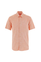 Açık Turuncu Kısa Kol Regular Fit Desenli Pamuk Gömlek