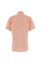 Açık Turuncu Kısa Kol Regular Fit Desenli Pamuk Gömlek