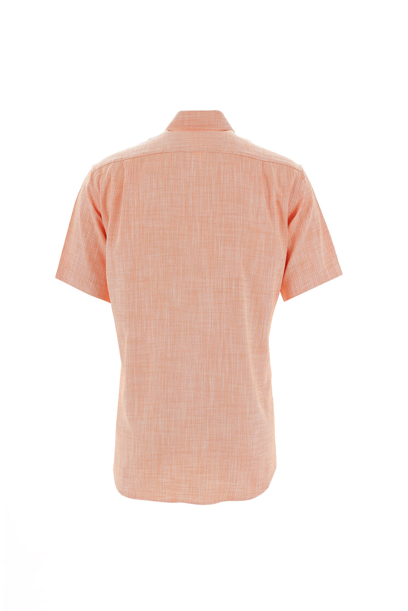 Açık Turuncu Kısa Kol Regular Fit Desenli Pamuk Gömlek