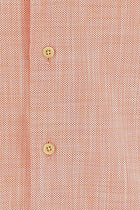 Açık Turuncu Kısa Kol Regular Fit Desenli Pamuk Gömlek